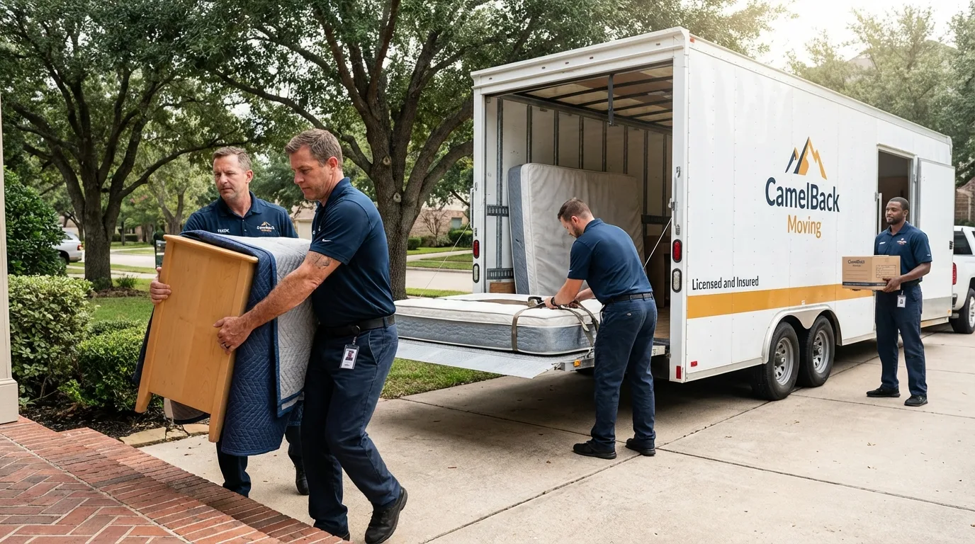 Crew loading residential truck for cross-state move from Newnan, GA