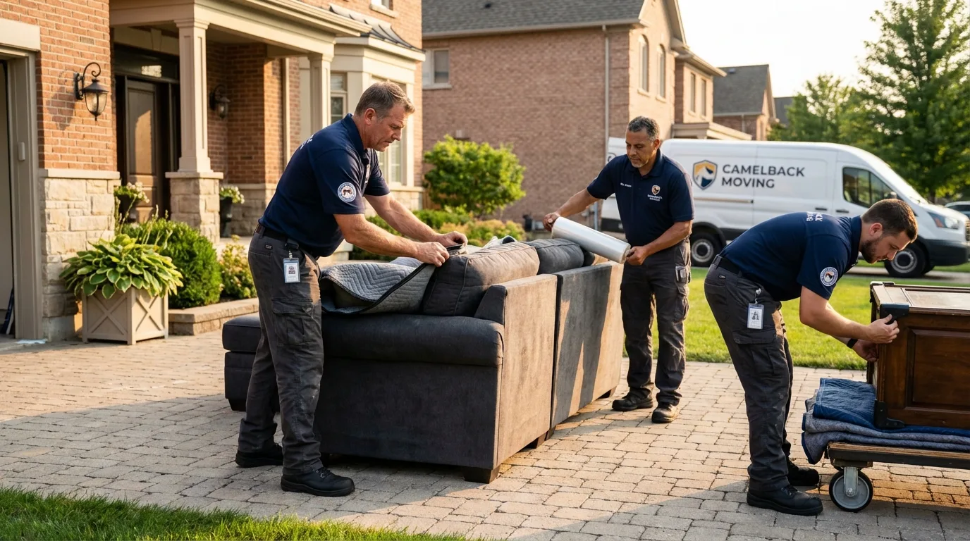 Large estate moving crew wrapping furniture in Newnan, GA