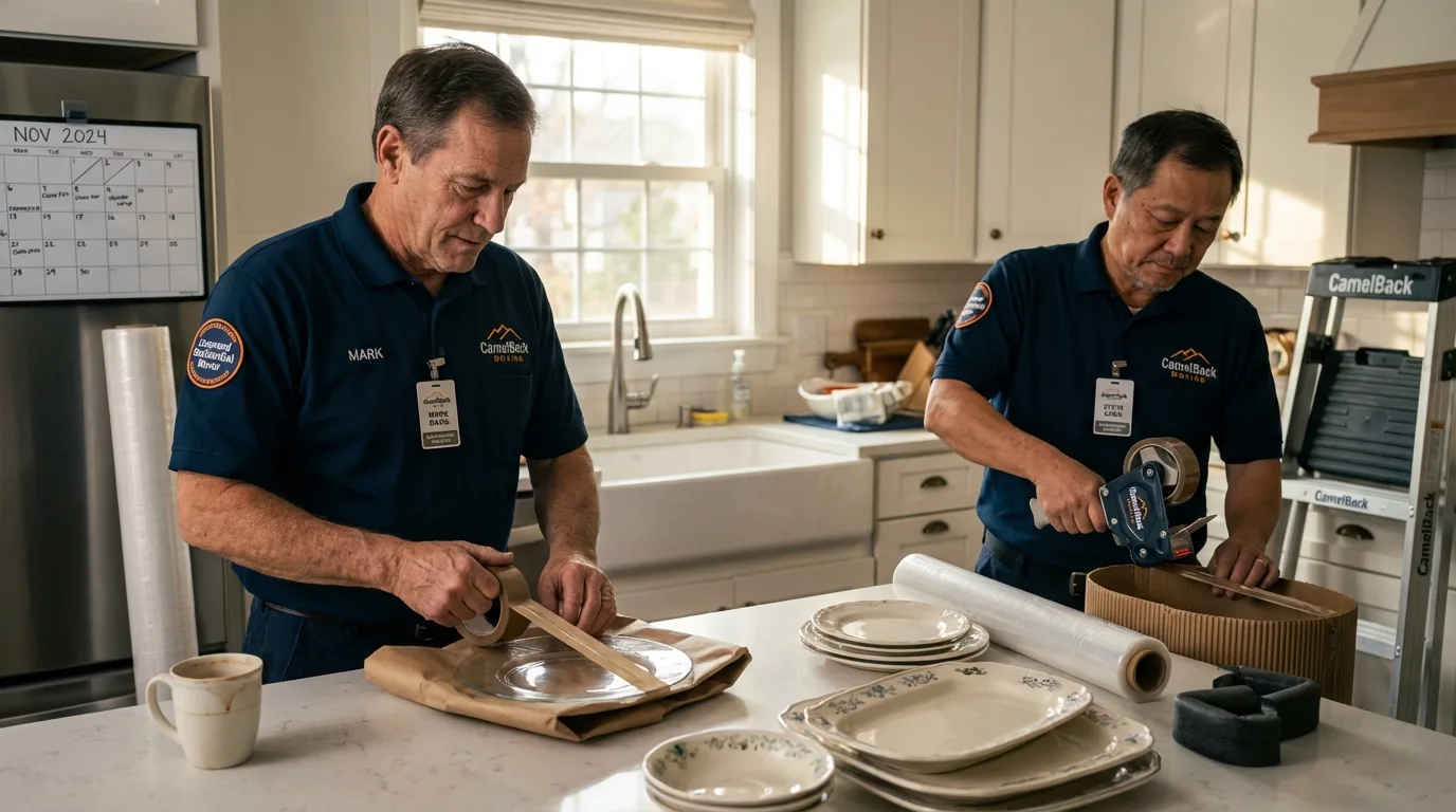 Professional crew packing kitchen dishware in Newnan, GA